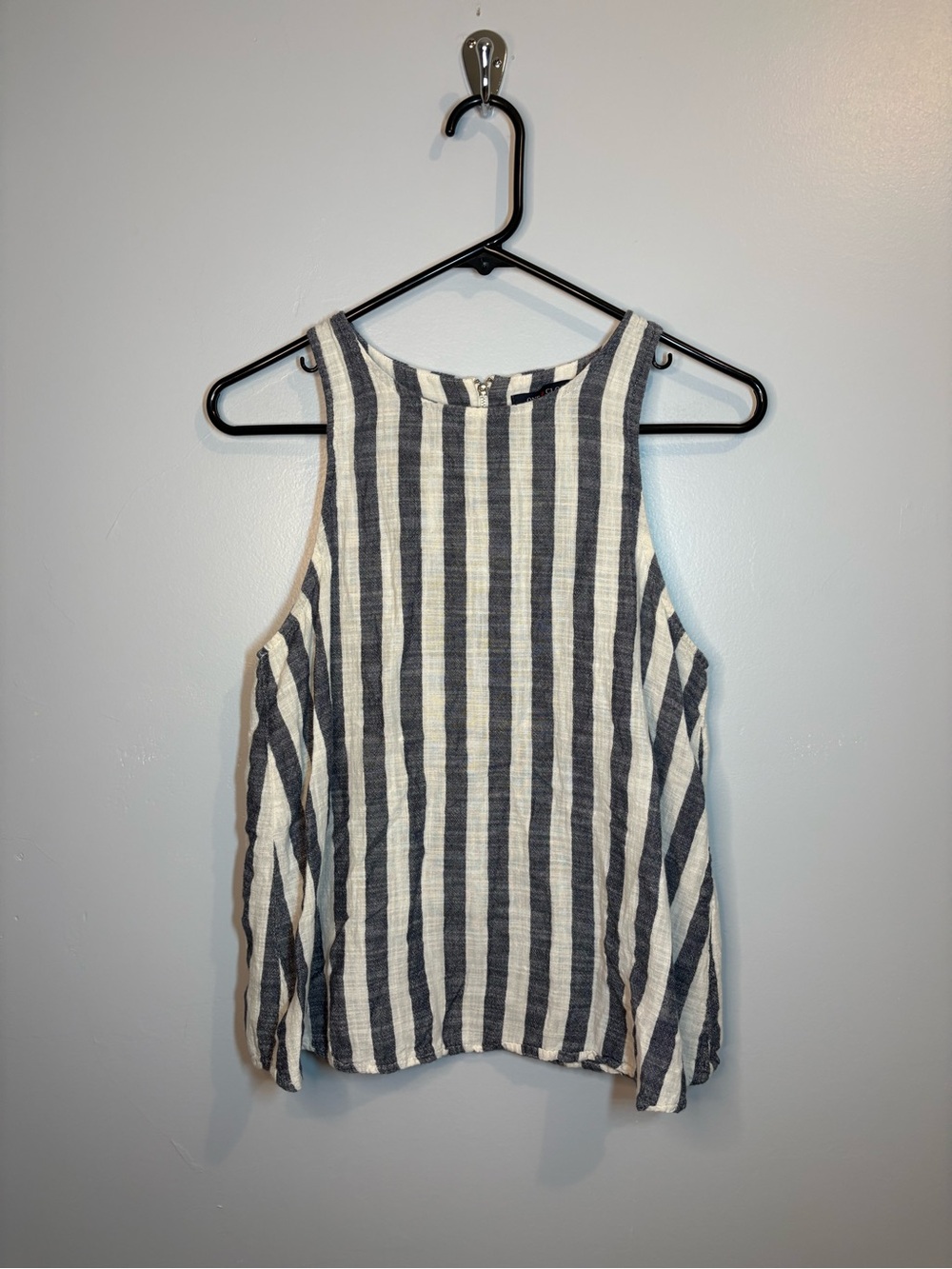 Sleeveless Striped Tank Top Navy White Flowy 100% Cotton Navy White Women's